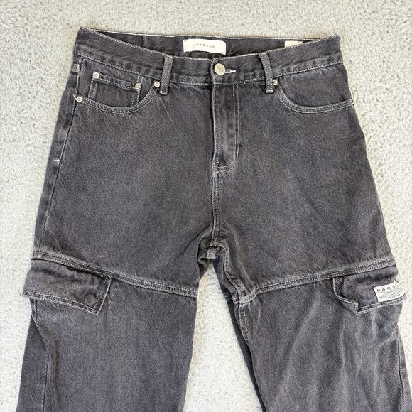 PacSun Jeans Men’s 31x32 Baggy Relaxed Black Faded Wash Cargo Grunge Punk Skate - Picture 2 of 14